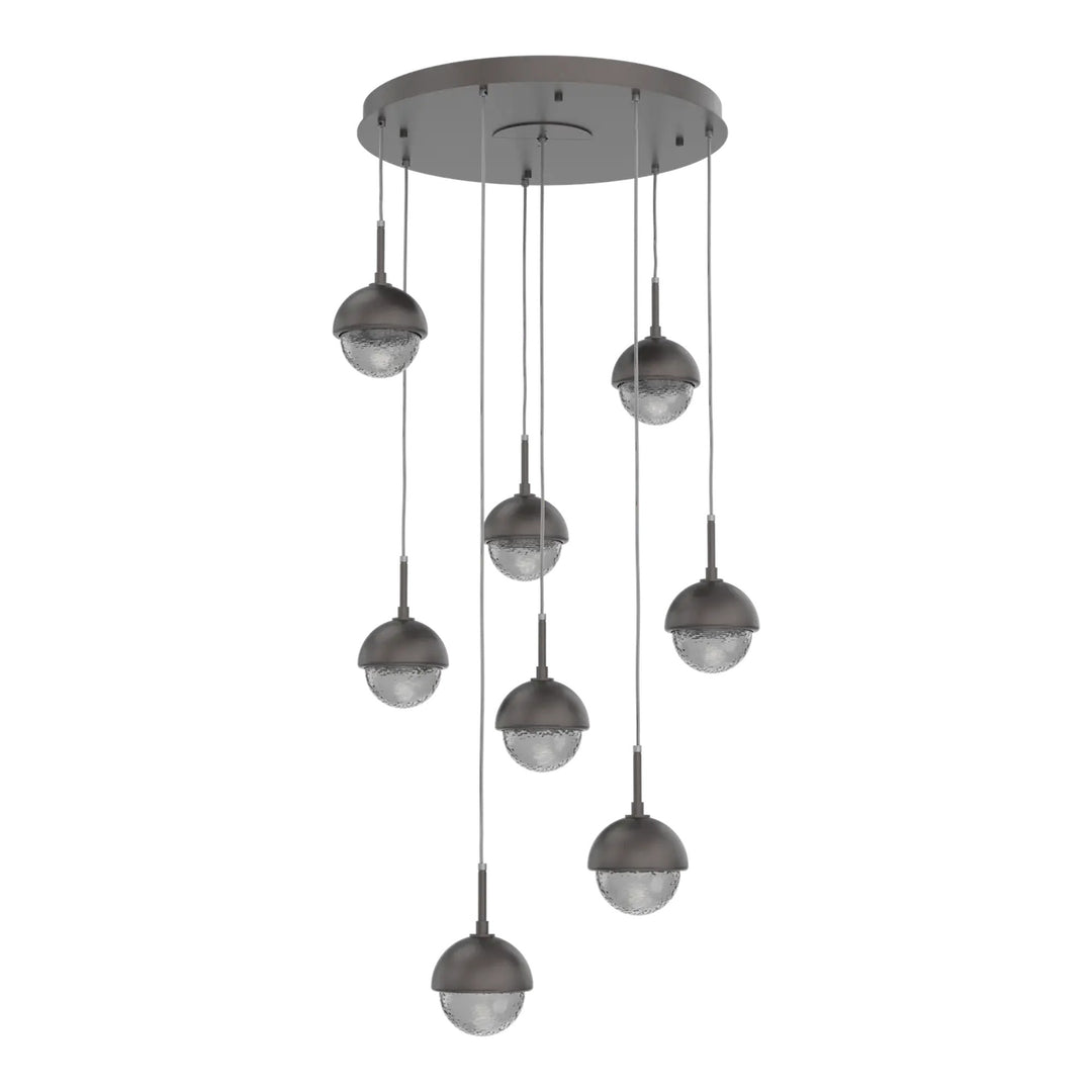 Cabochon Round Pendant Chandelier by Hammerton Studio 8 Lights in Graphite with Smoke glass