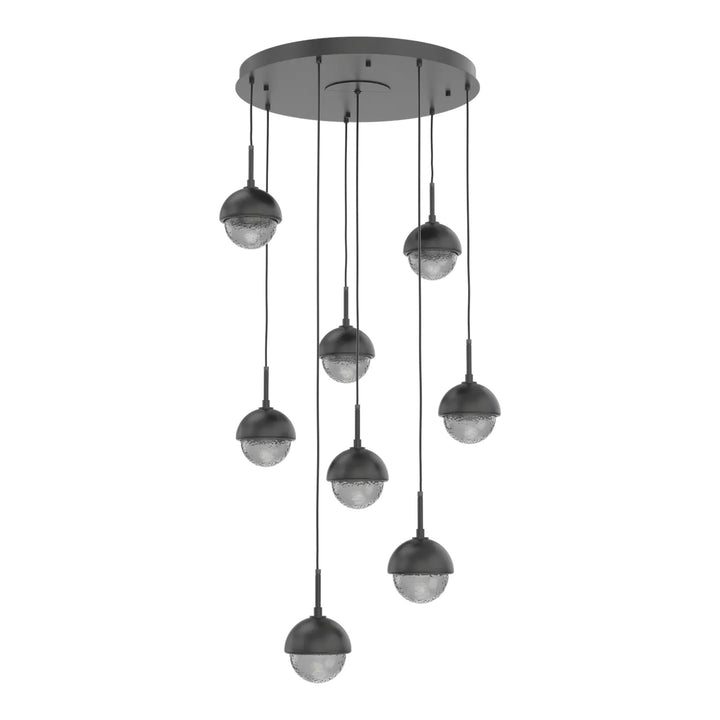 Cabochon Round Pendant Chandelier by Hammerton Studio 8 Lights in Matte Black with Smoke glass