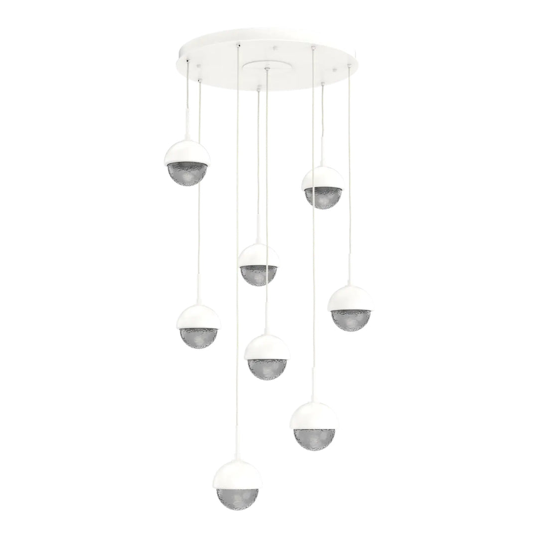 Cabochon Round Pendant Chandelier by Hammerton Studio 8 Lights in Salt White with Smoke glass