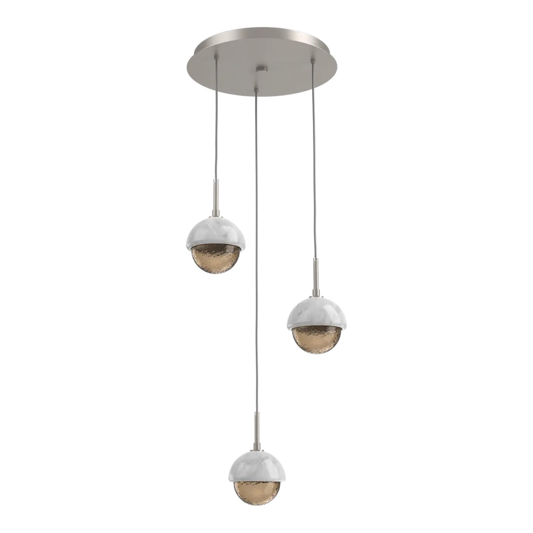 Cabochon Round Pendant Chandelier by Hammerton Studio in Beige Silver with Bronze glass