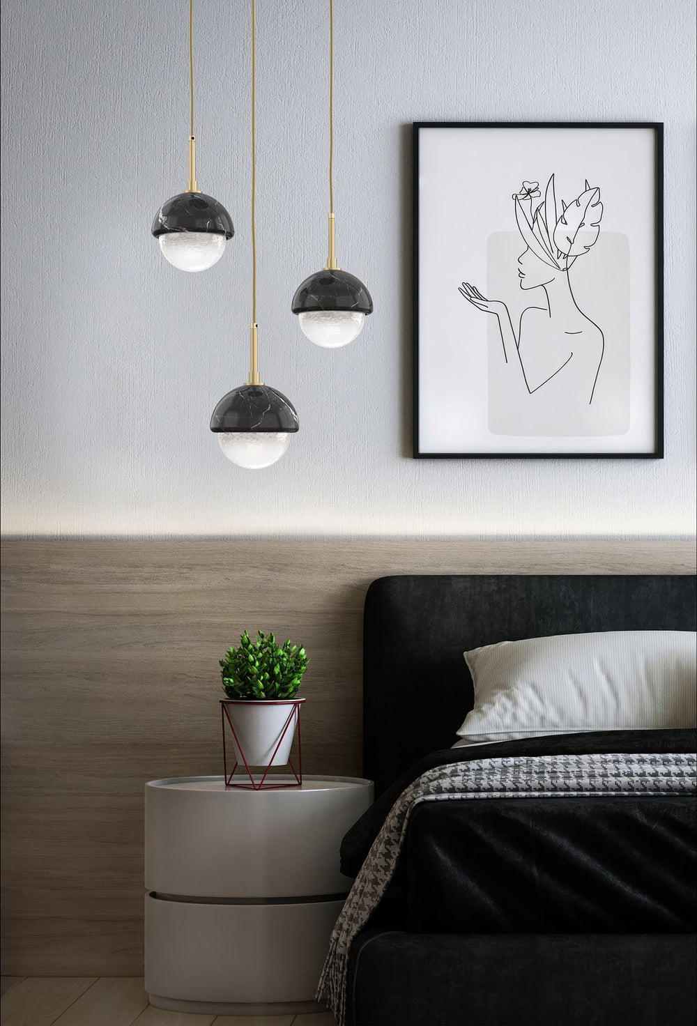 Cabochon Round Pendant Chandelier by Hammerton Studio in a styled interior