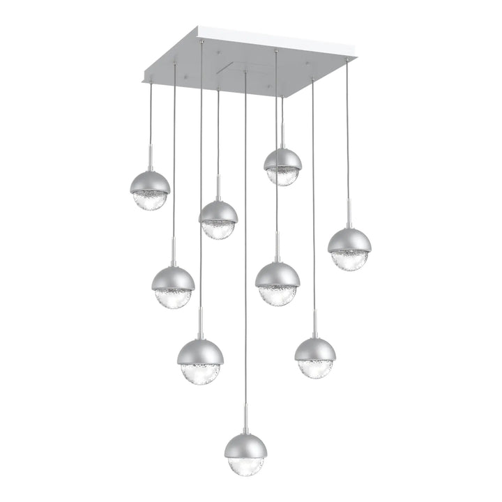 Cabochon Square Pendant Chandelier by Hammerton Studio 9 Lights in Classic Silver with Clear glass