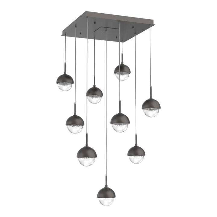 Cabochon Square Pendant Chandelier by Hammerton Studio 9 Lights in Graphite with Clear glass