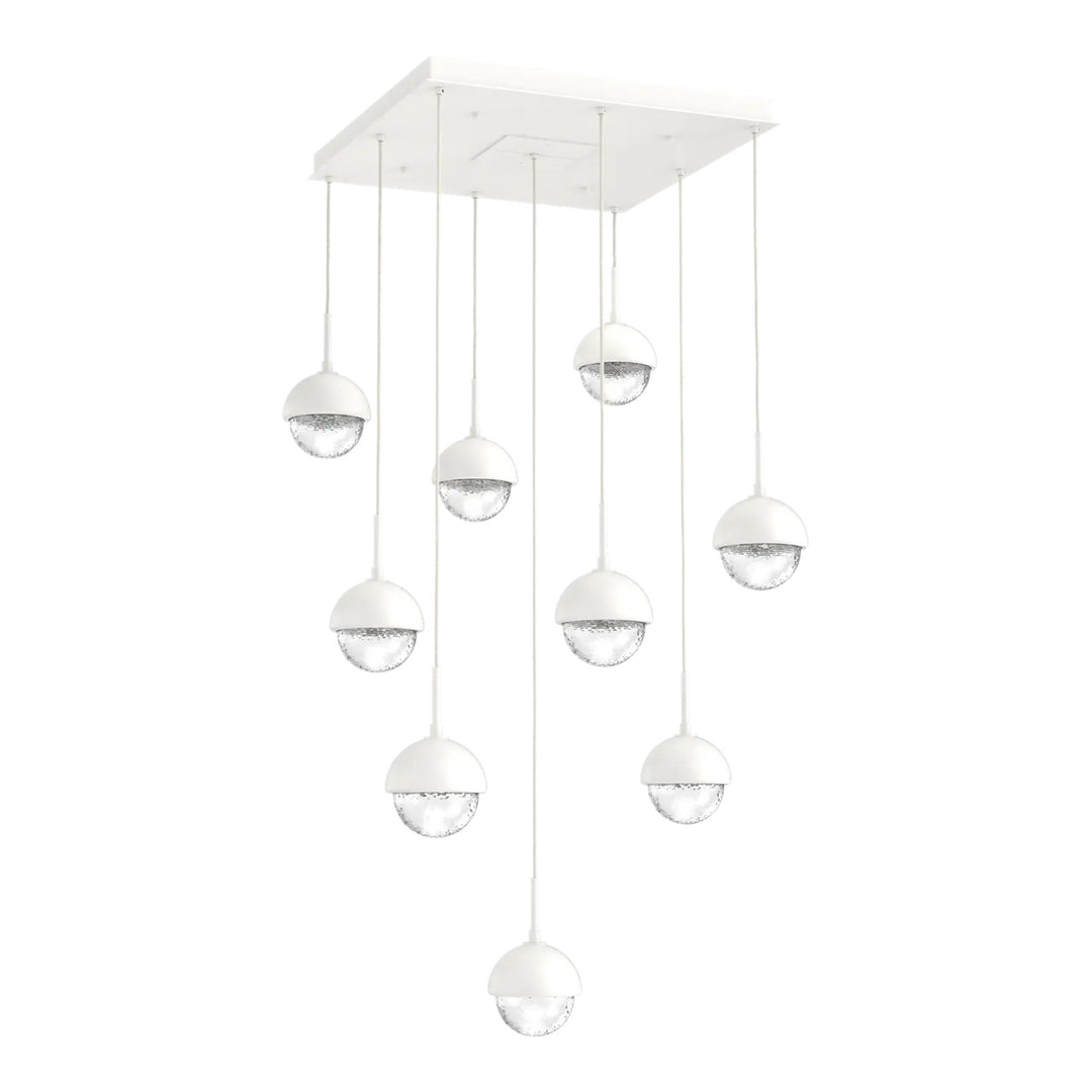 Cabochon Square Pendant Chandelier by Hammerton Studio 9 Lights in Salt White with Clear glass