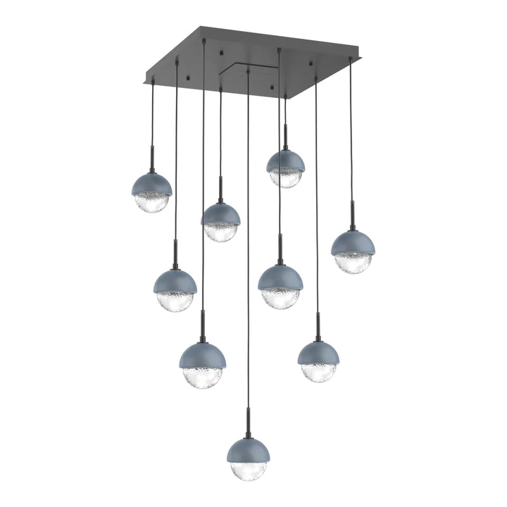 Cabochon Square Pendant Chandelier by Hammerton Studio with Poppy Blue accent