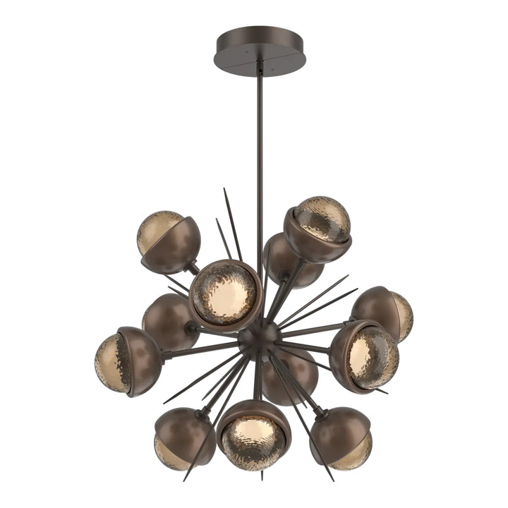 Cabochon Starburst Chandelier by Hammerton Studio in Flat Bronze with Bronze glass