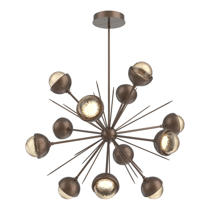 Cabochon Starburst Chandelier by Hammerton Studio Large in Burnished Bronze with Amber glass