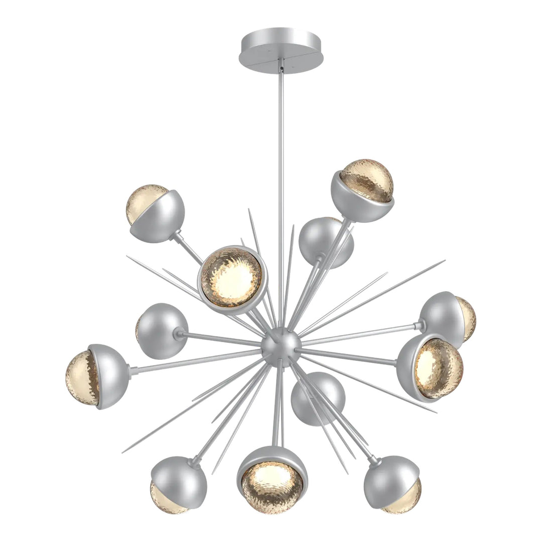 Cabochon Starburst Chandelier by Hammerton Studio Large in Classic Silver with Amber glass