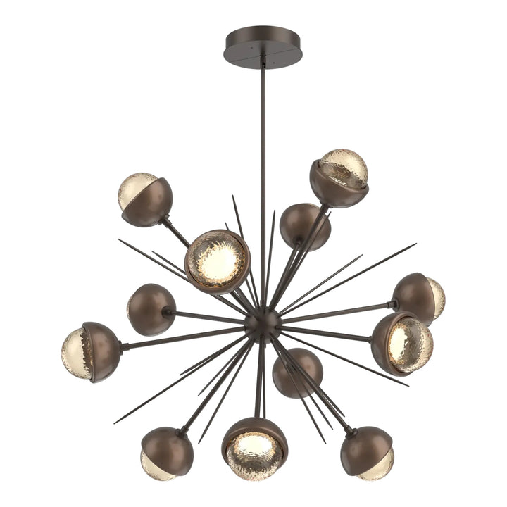 Cabochon Starburst Chandelier by Hammerton Studio Large in Flat Bronze with Amber glass