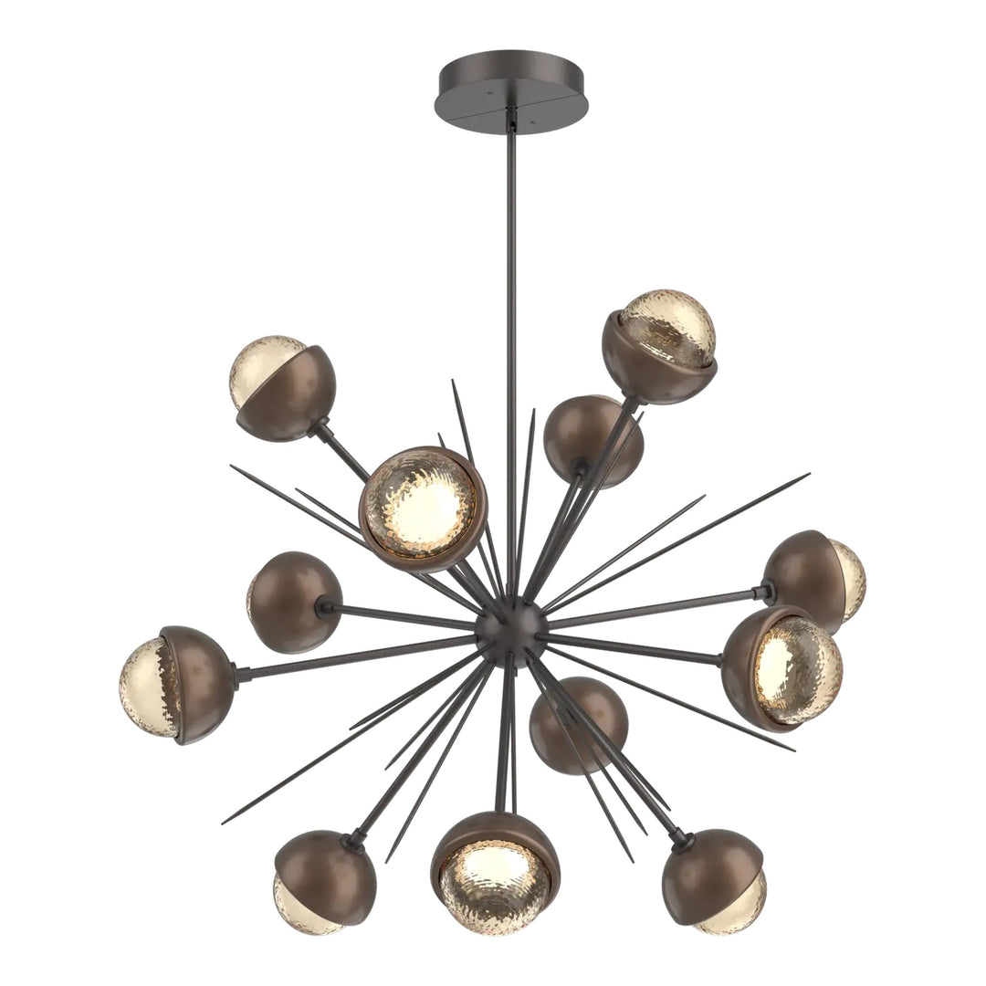 Cabochon Starburst Chandelier by Hammerton Studio Large in Graphite with Amber glass
