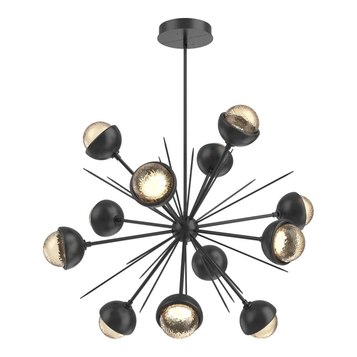 Cabochon Starburst Chandelier by Hammerton Studio Large in Matte Black with Amber glass