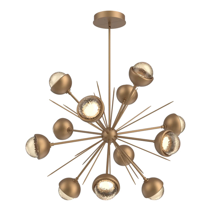 Cabochon Starburst Chandelier by Hammerton Studio Large in Novel Brass with Amber glass