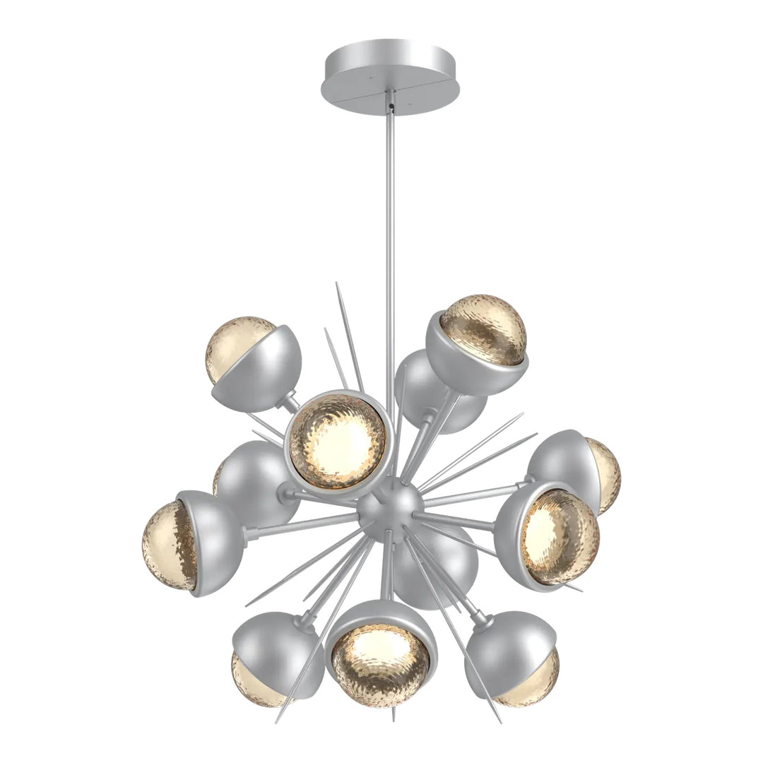 Cabochon Starburst Chandelier by Hammerton Studio Medium in Classic Silver with Amber glass