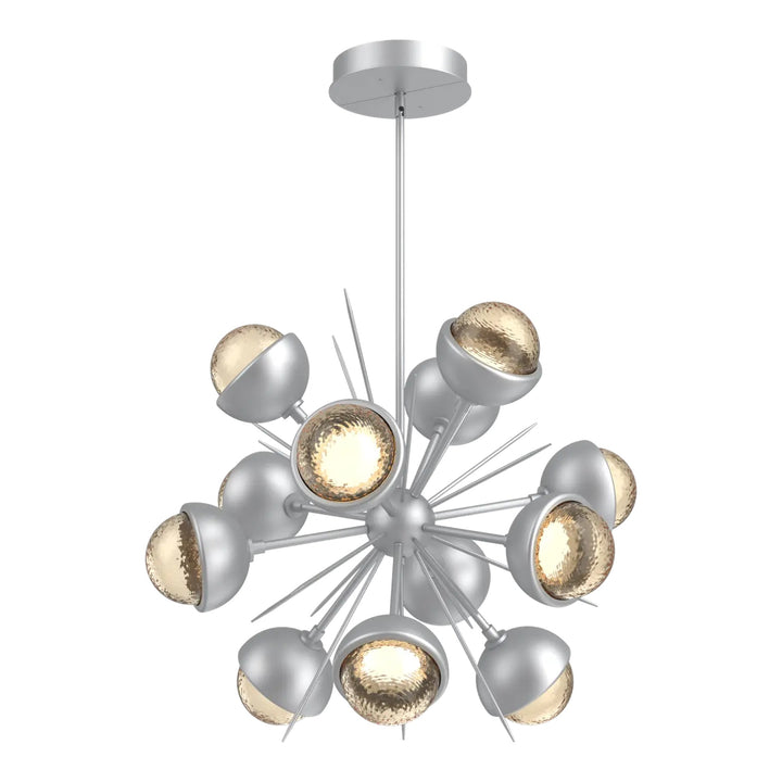 Cabochon Starburst Chandelier by Hammerton Studio Medium in Classic Silver with Amber glass