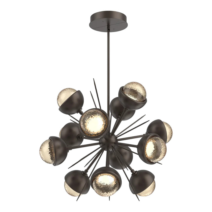 Cabochon Starburst Chandelier by Hammerton Studio Medium in Flat Bronze with Amber glass