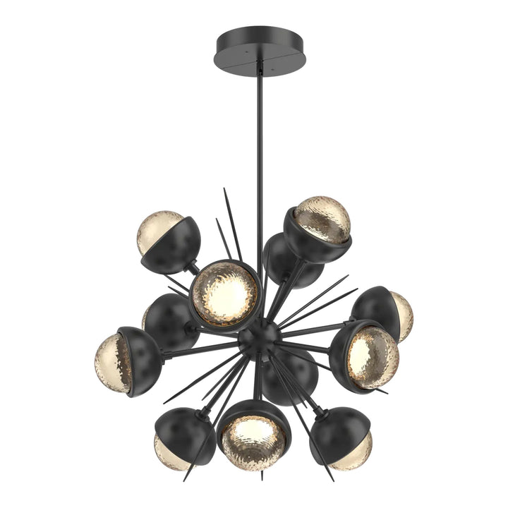 Cabochon Starburst Chandelier by Hammerton Studio Medium in Matte Black with Amber glass