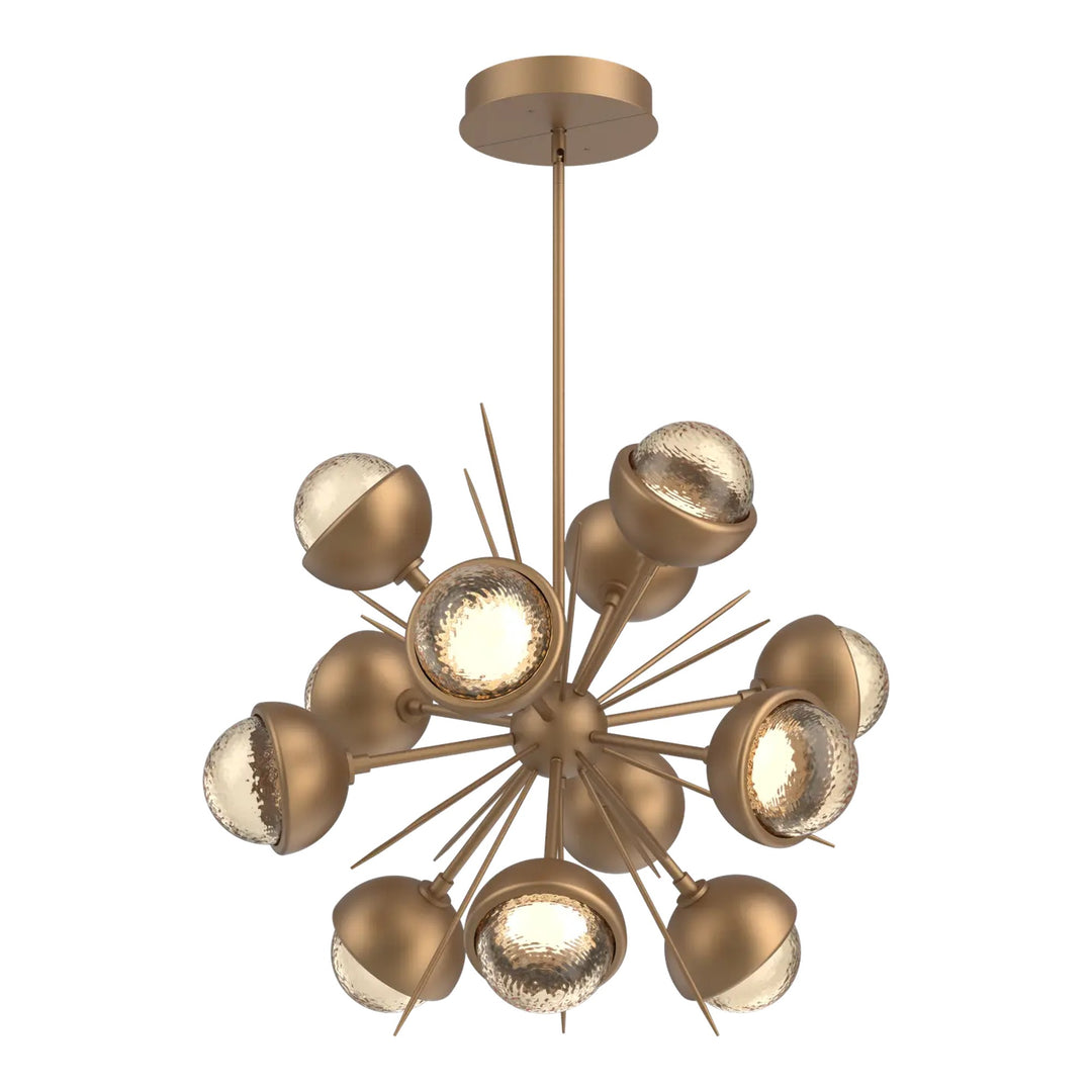 Cabochon Starburst Chandelier by Hammerton Studio Medium in Novel Brass with Amber glass