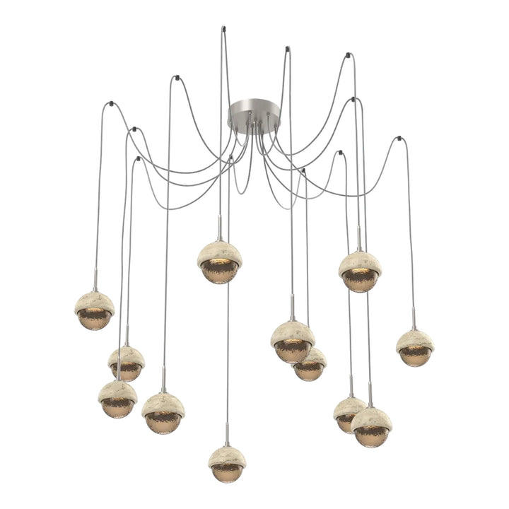 Cabochon Swag Chandelier by Hammerton Studio 12 Lights in Beige Silver with Bronze glass