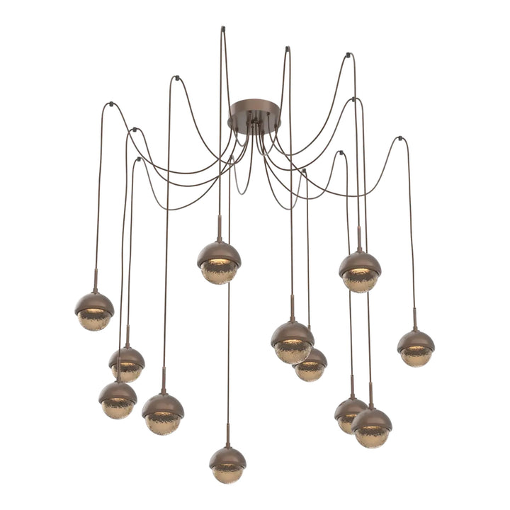 Cabochon Swag Chandelier by Hammerton Studio 12 Lights in Burnished Bronze with Bronze glass