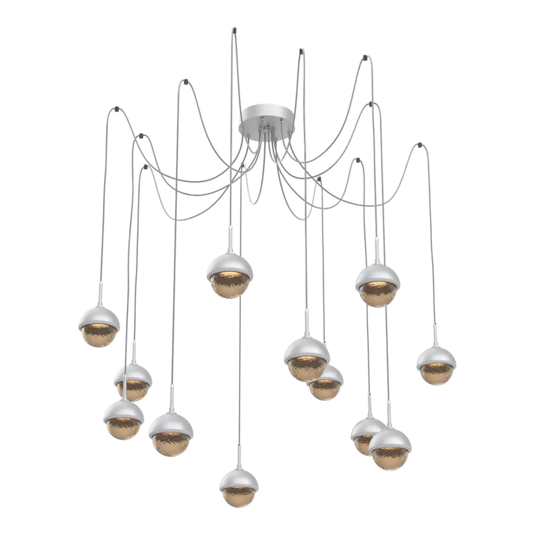 Cabochon Swag Chandelier by Hammerton Studio 12 Lights in Classic Silver with Bronze glass