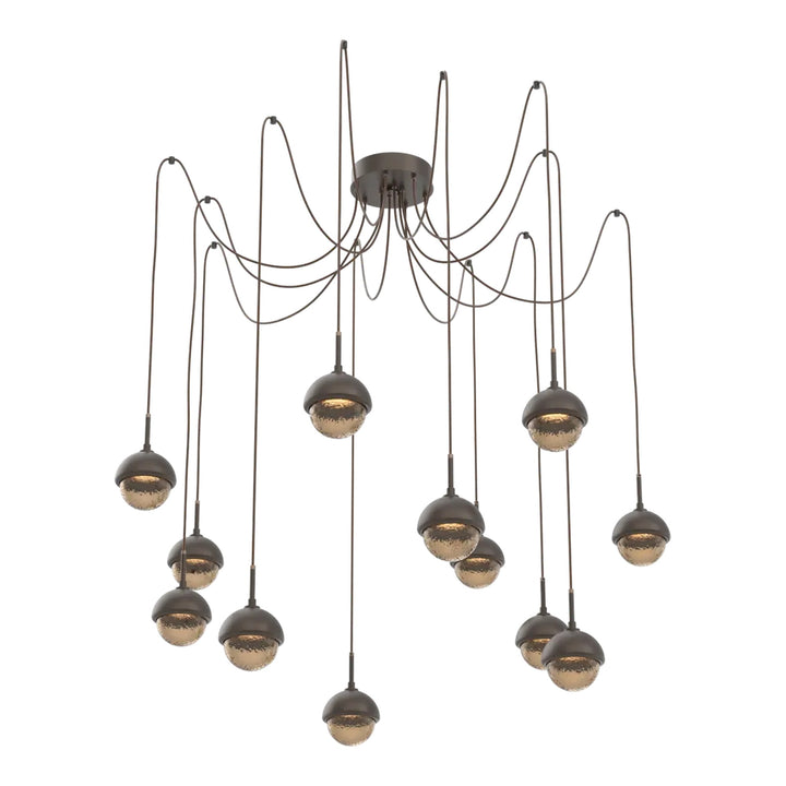 Cabochon Swag Chandelier by Hammerton Studio 12 Lights in Flat Bronze with Bronze glass