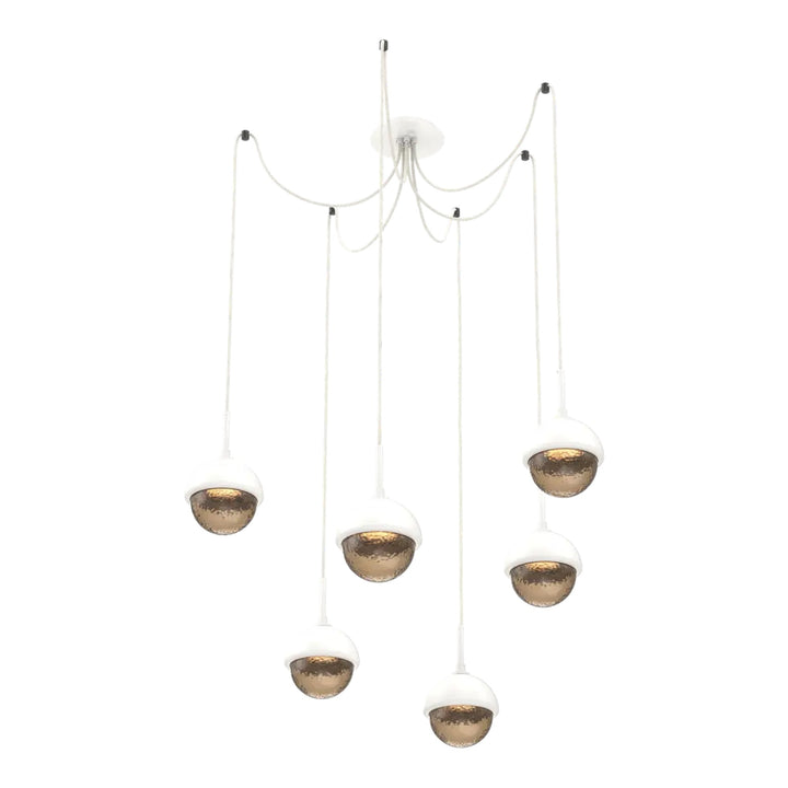 Cabochon Swag Chandelier by Hammerton Studio 6 Lights in Salt White with Bronze glass