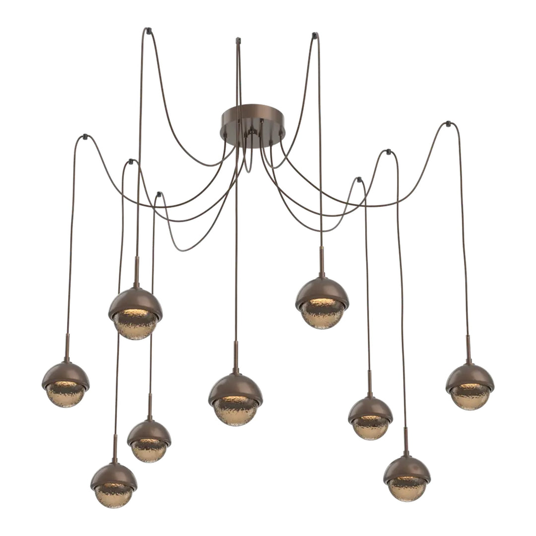 Cabochon Swag Chandelier by Hammerton Studio 9 Lights in Burnished Bronze with Bronze glass