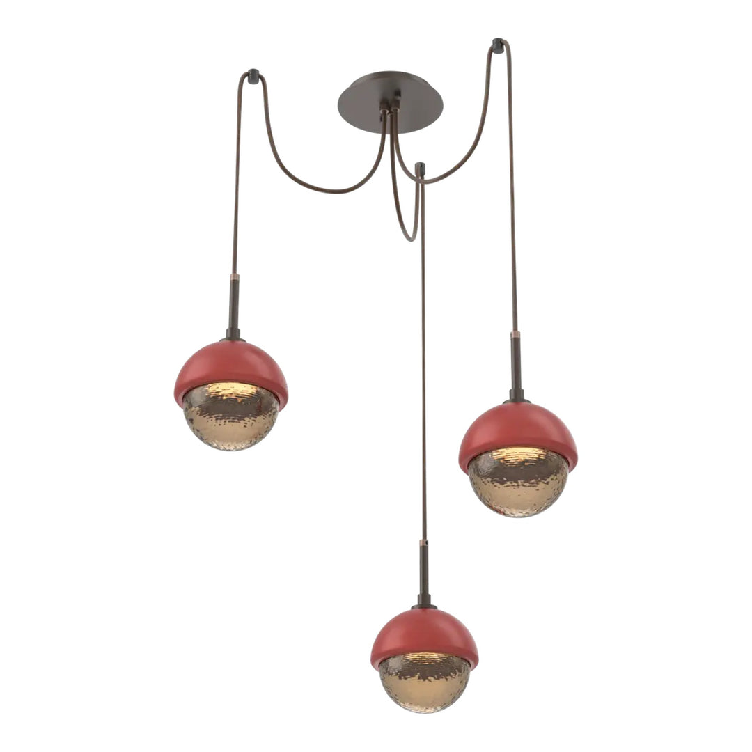 Cabochon Swag Chandelier by Hammerton Studio with Cinnamon Red accent