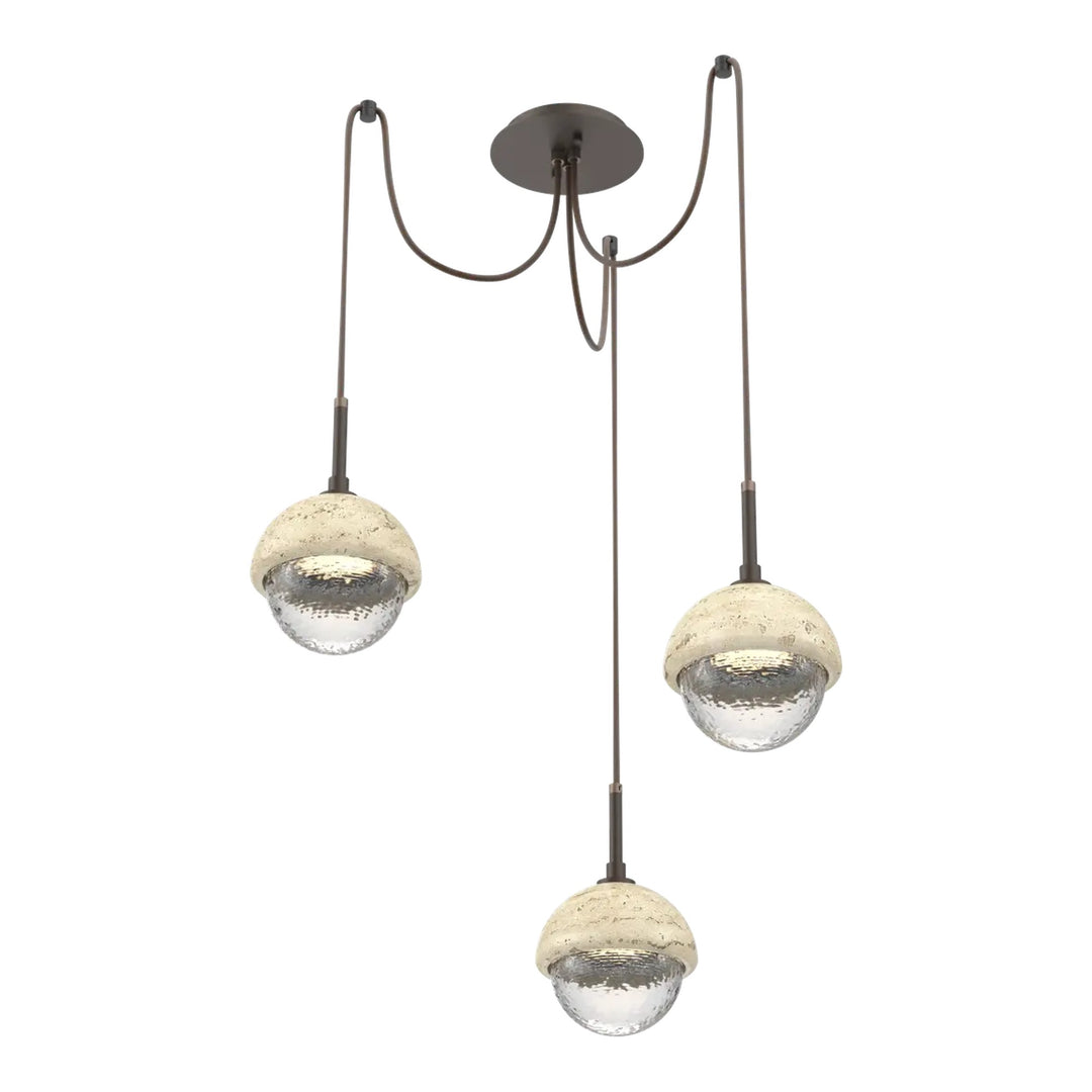 Cabochon Swag Chandelier by Hammerton Studio in Flat Bronze with Clear glass