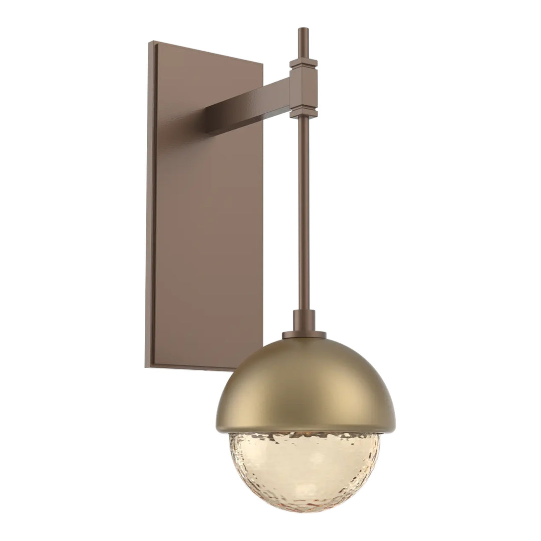 Cabochon Tempo Sconce by Hammerton Studio in Burnished Bronze with Amber glass