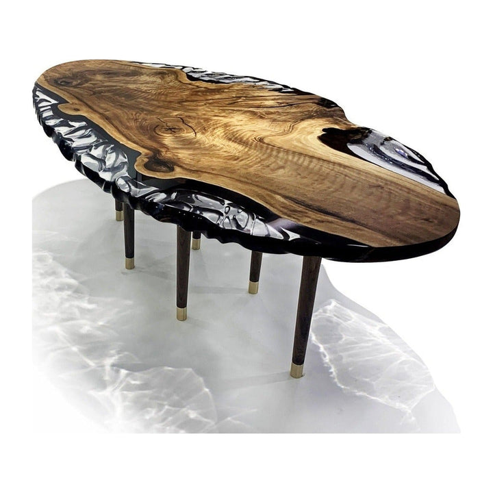 Calabria Walnut Wood Wavy Ellipse Dining Table Arditi Collection