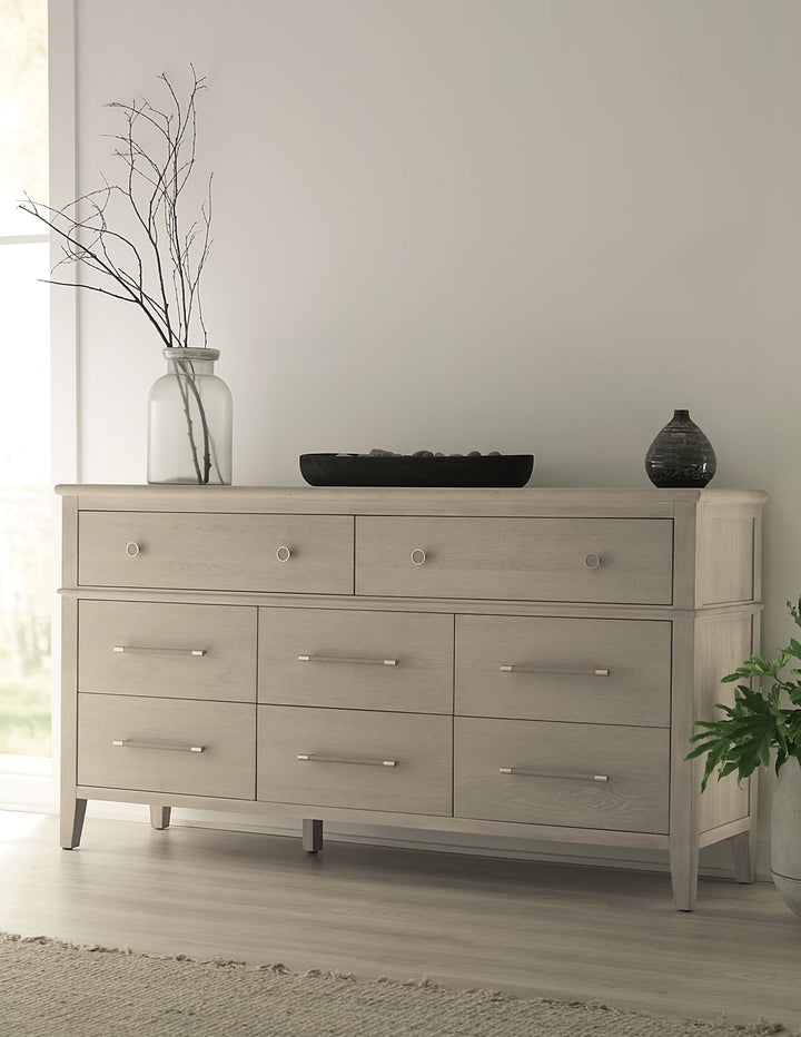 Camden Eight Drawer Dresser in Chai — styled in a room