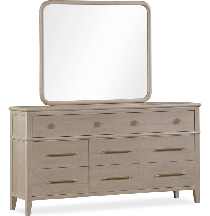 Camden Eight Drawer Dresser in Chai — on a white background with the matching mirror (sold separately)
