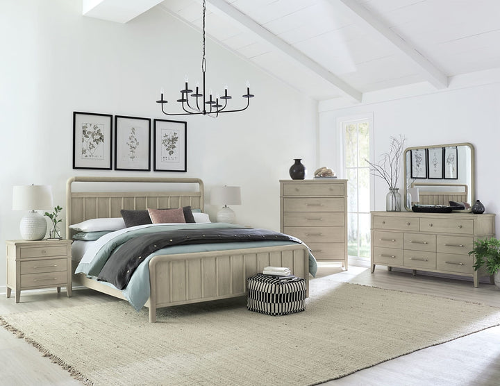 Camden Five Drawer Chest in Chai — in a bedroom setting