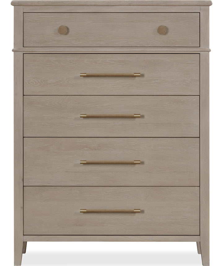 Camden Five Drawer Chest in Chai — on a white background