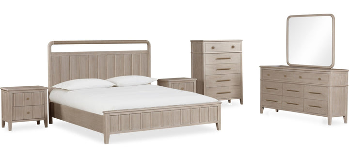 Camden Five Drawer Chest in Chai — shown with the matching bedroom group (sold separately)