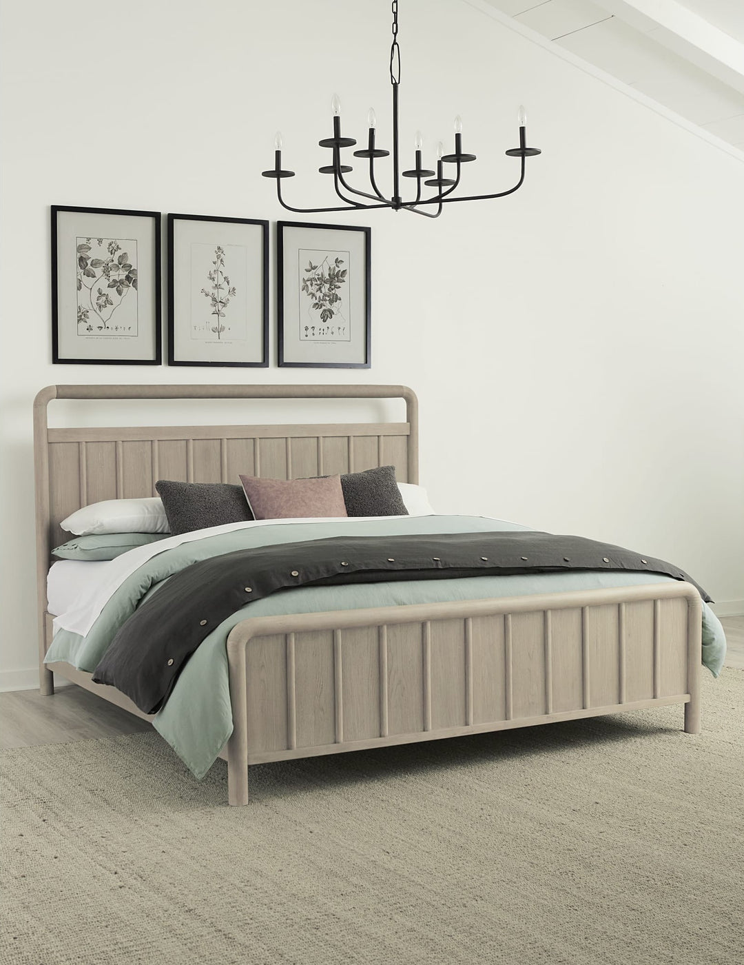 Camden Shiplap Platform Bed in Chai styled in a bedroom
