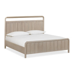 Camden Shiplap Platform Bed by Modus in Chai — white background, angled view