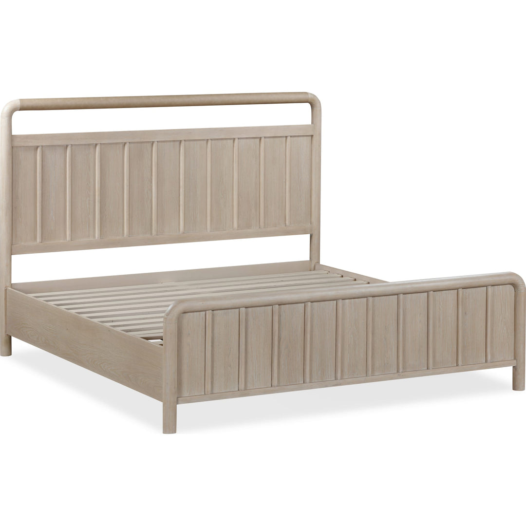 Camden Shiplap Platform Bed in Chai — angled view without mattress