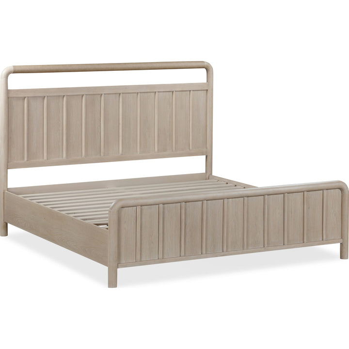 Camden Shiplap Platform Bed in Chai — angled view without mattress