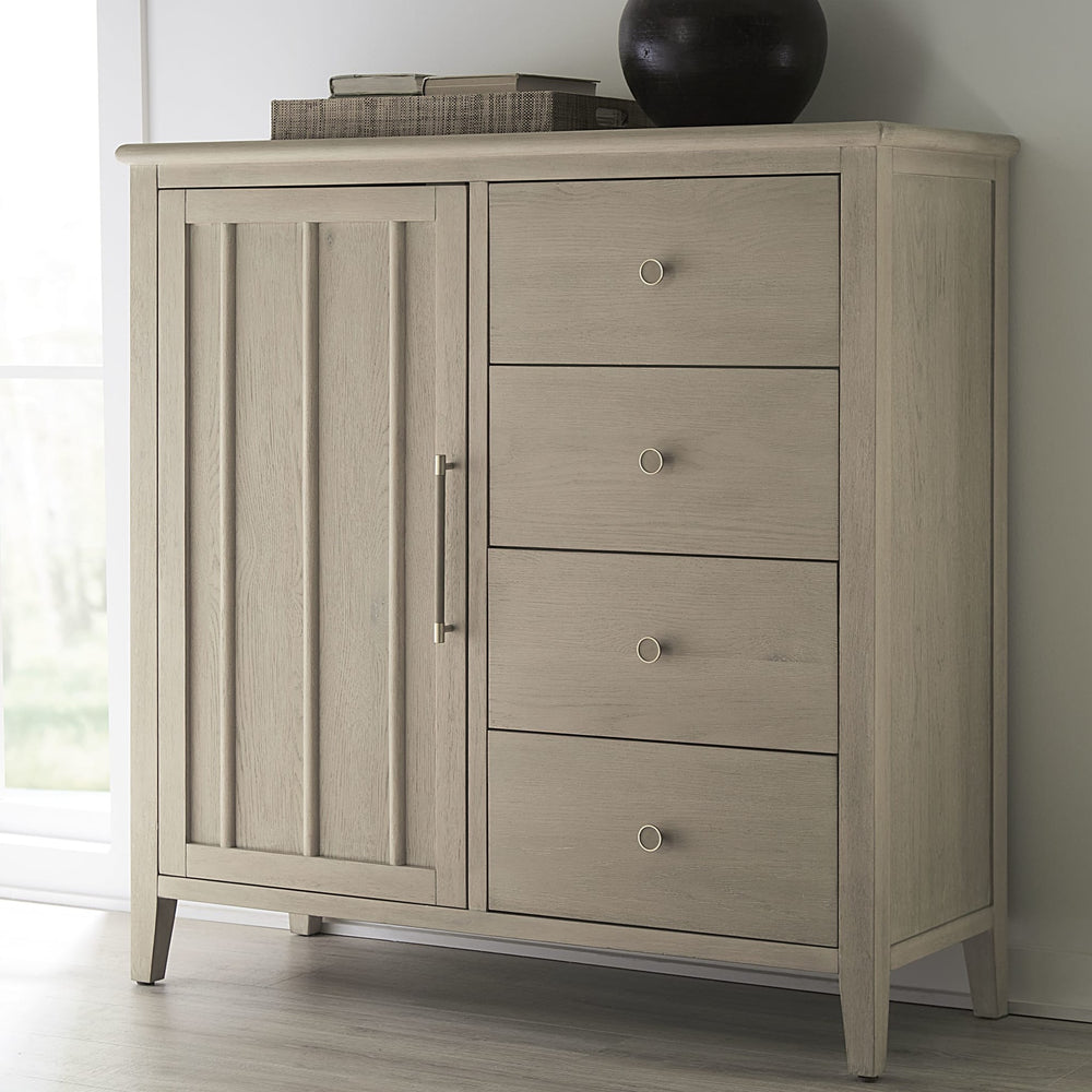 Camden Six Drawer One Door Chest in Chai — styled in a room