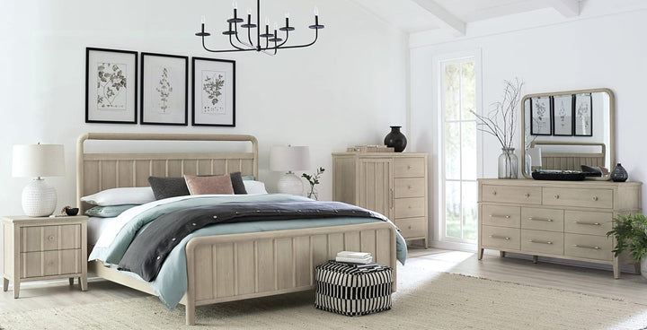Camden Six Drawer One Door Chest in Chai — in a bedroom setting