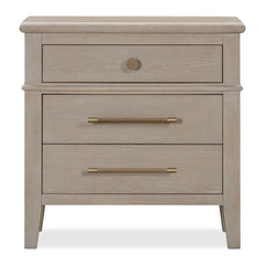 Camden Three Drawer Nightstand by Modus in Chai — on a white background