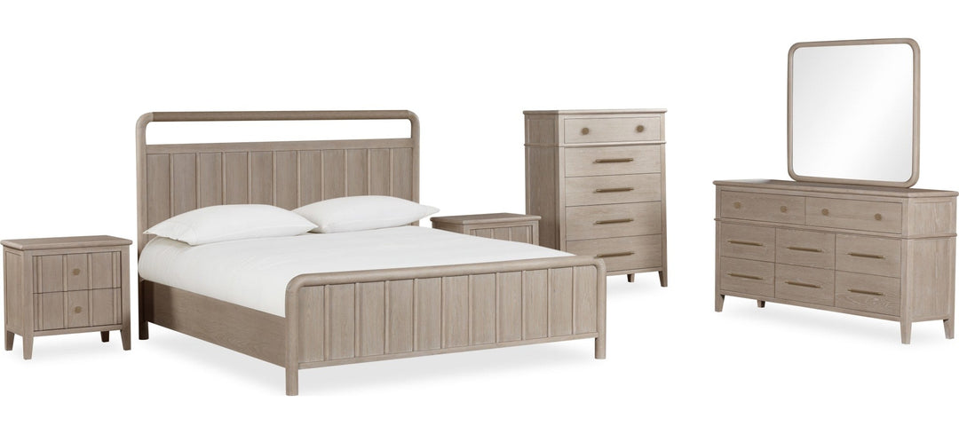 Camden Wall or Dresser Mirror in Chai — shown with the matching bedroom group (sold separately)