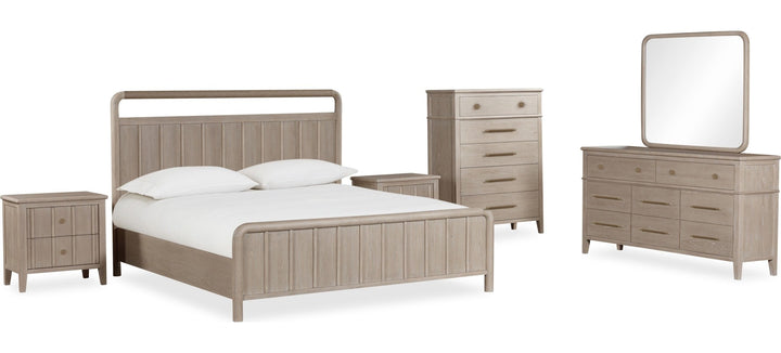 Camden Wall or Dresser Mirror in Chai — shown with the matching bedroom group (sold separately)