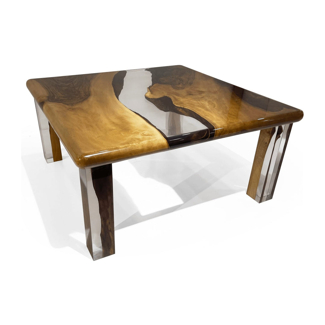 Camene Walnut Wood Square Coffee Table Arditi Collection