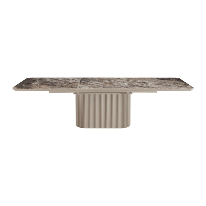 Cannon Double Extension Dining Table by Modus in Minerals and Taupe — product view on a white background