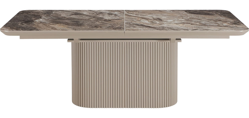 Cannon Double Extension Dining Table in Minerals and Taupe — product view on a white background