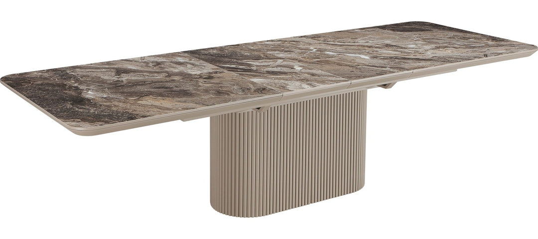 Cannon Double Extension Dining Table in Minerals and Taupe — product view on a white background