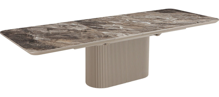 Cannon Double Extension Dining Table in Minerals and Taupe — product view on a white background